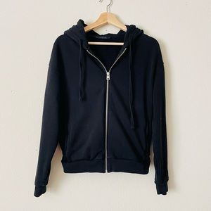 Allsaints SMALL black ruched waist back hoodie